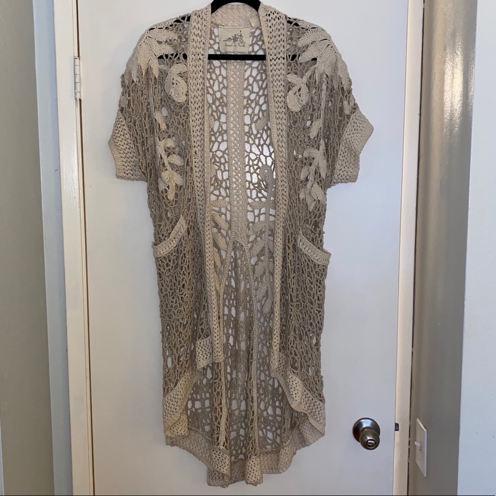 Anthropologie Angel of the North Crochet Kimono